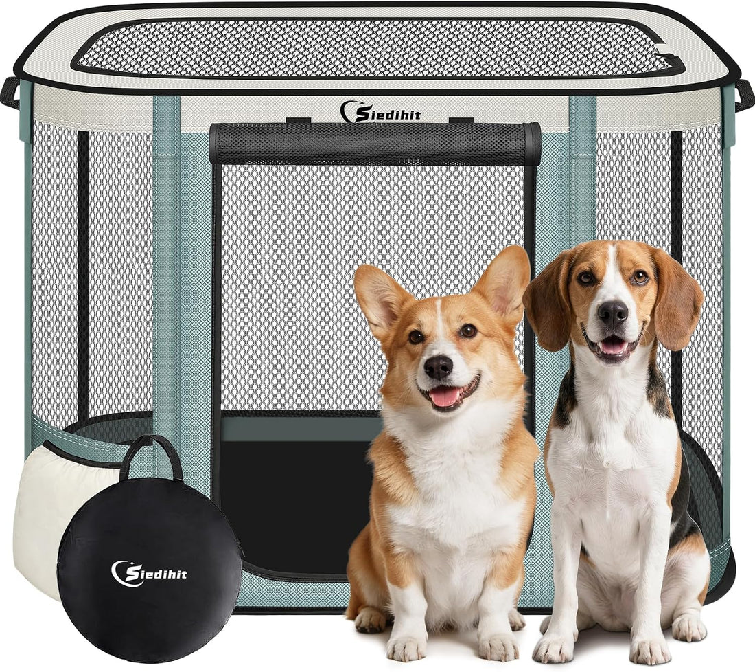 Siedihit Grey 36" Dog Playpen,Cat Puppy Crate Indoor Outdoor