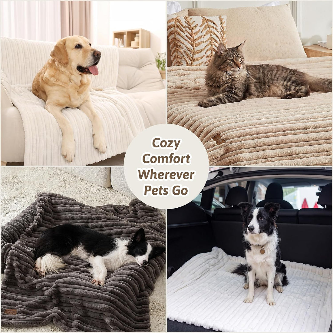 COZY KISS Waterproof Dog Blanket, Faux Fur Throw for Couch, 60"x80"