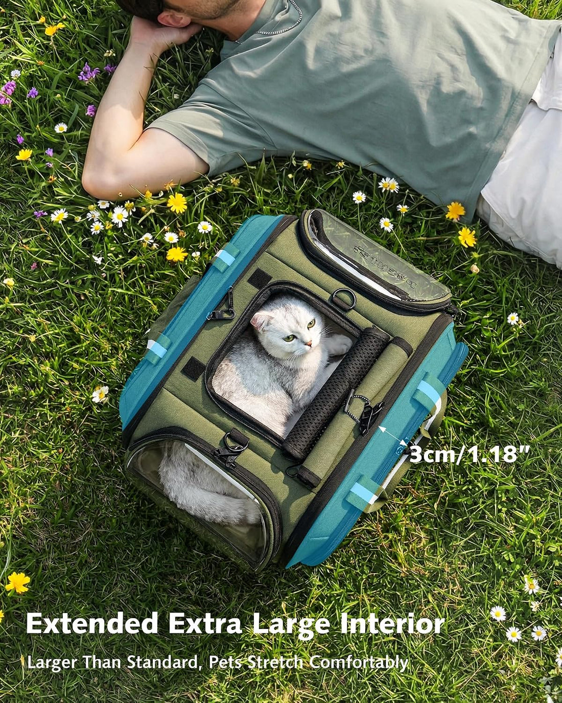 Pecute Cat Carrier,Double Bubble Pet Carrier for Cat Small