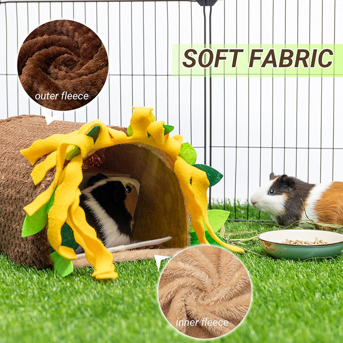 Guinea Pig Hideout, Fleece Tunnel House Small Pet Cage Accessories