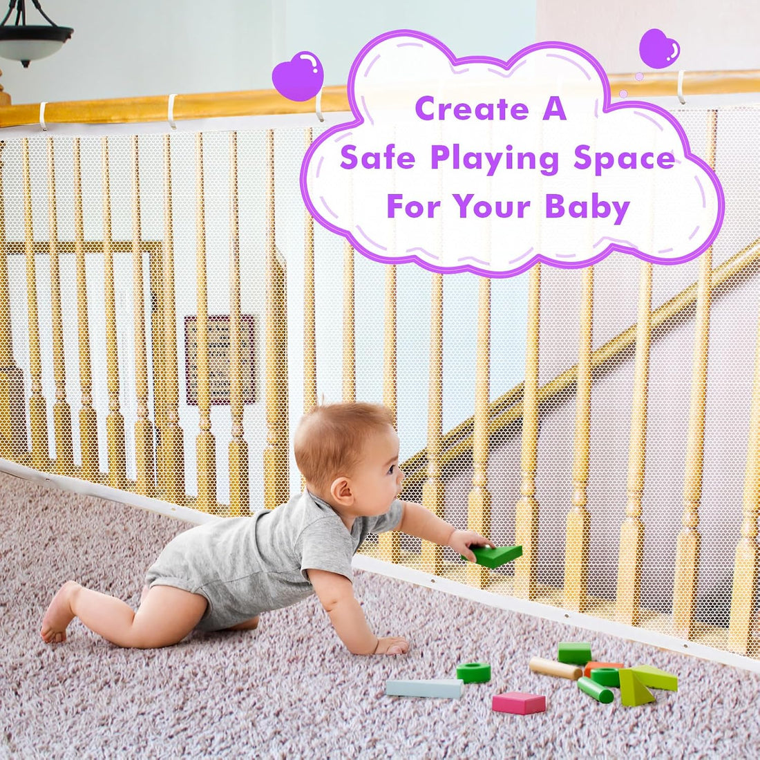 TUPI Banister Guard for Baby and Pet,Ultra-Fine Mesh for Balcony