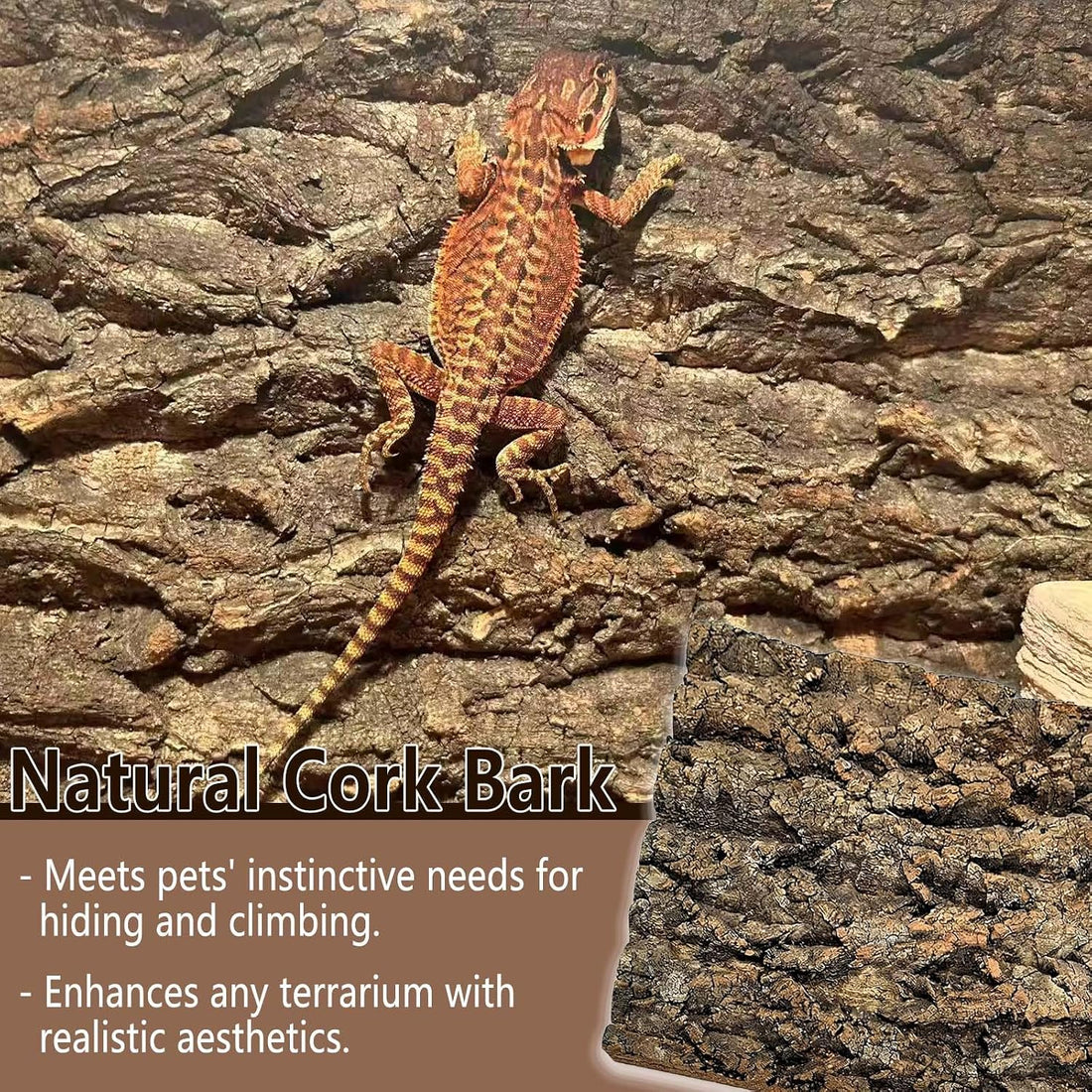 2PCS 11.8"x7.8" Natural Thickened Reptile Cork Bark Terrarium