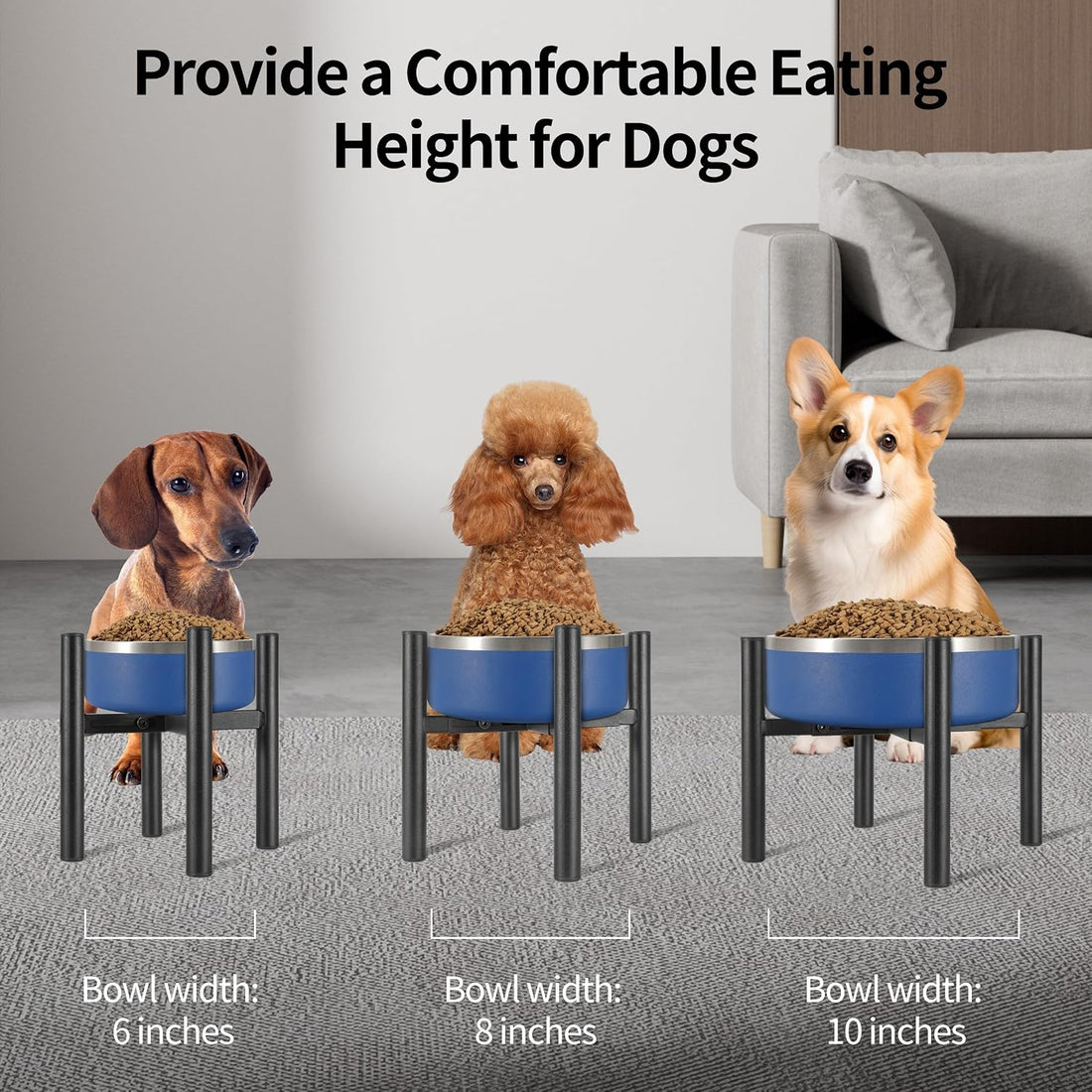 PROERR Raised Single Dog Bowl Stand for Medium Large,Adjustable