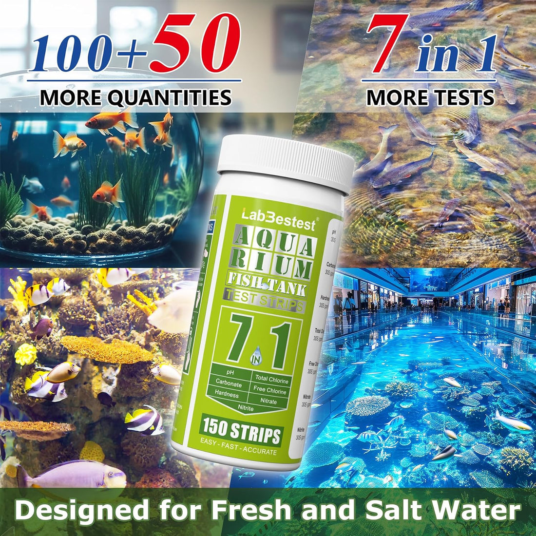 Aquarium Test Strips Fish Tank Pond Water Testing Kit