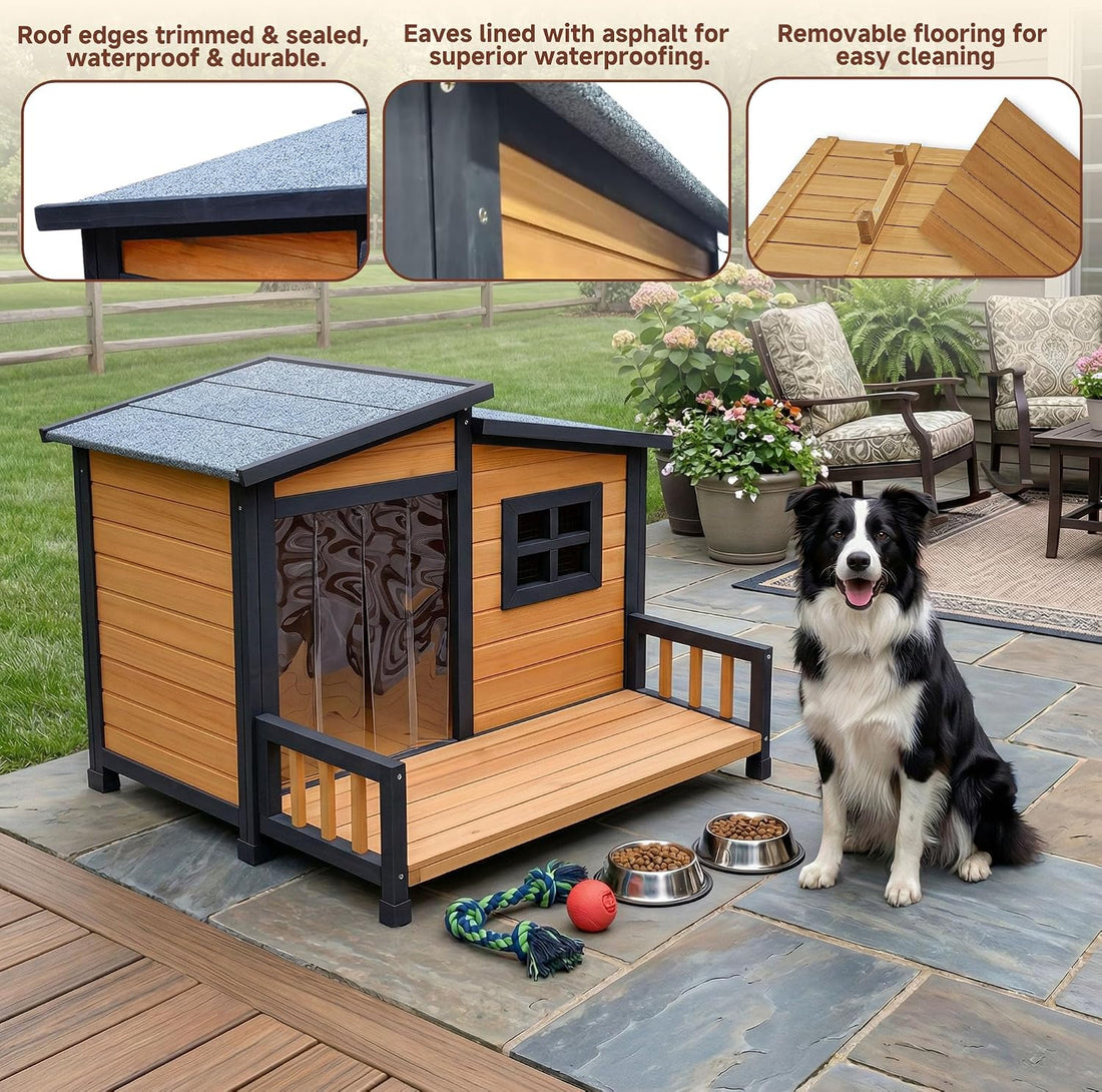 RUNSHED Insulated Outdoor Dog House for Small and Medium-Sized Dogs
