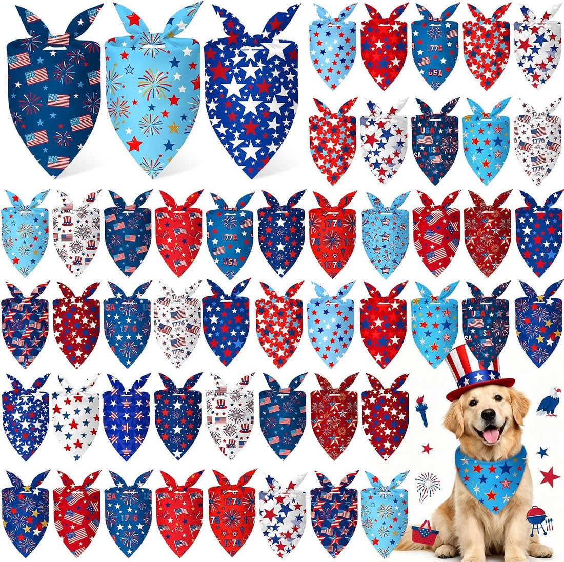 Abbylike 50 Pcs Halloween Dog Bandanas Bulk, Pumpkin Ghost Bat Skull