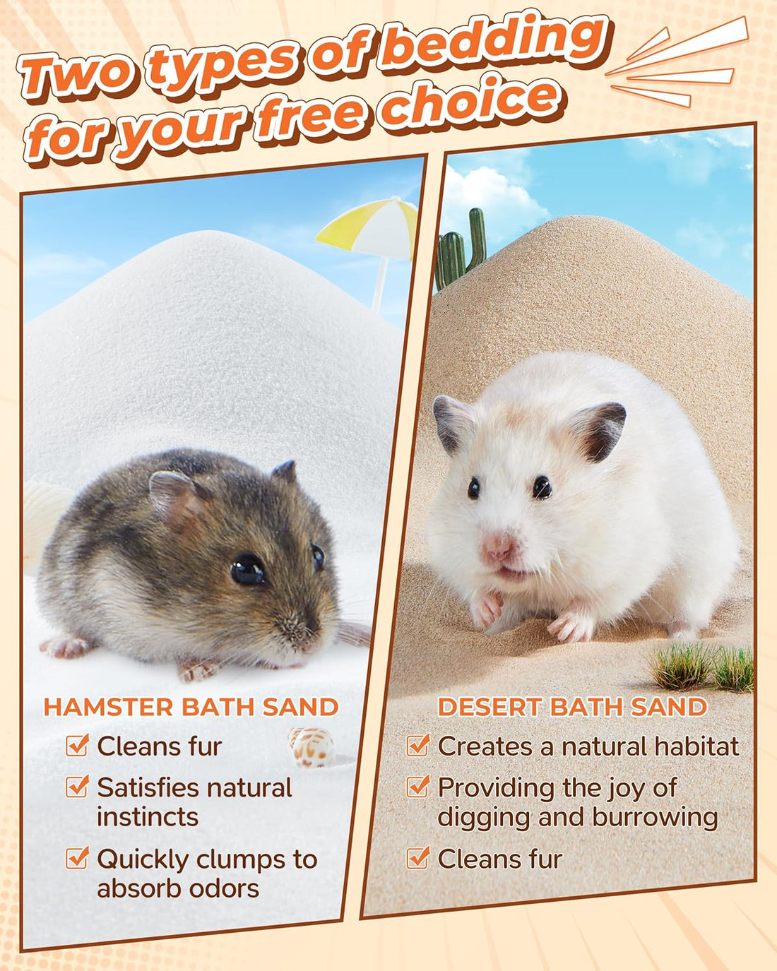 Hamster Bath Sand, 18oz Natural Desert Sand for Gerbil & Syrian Mice