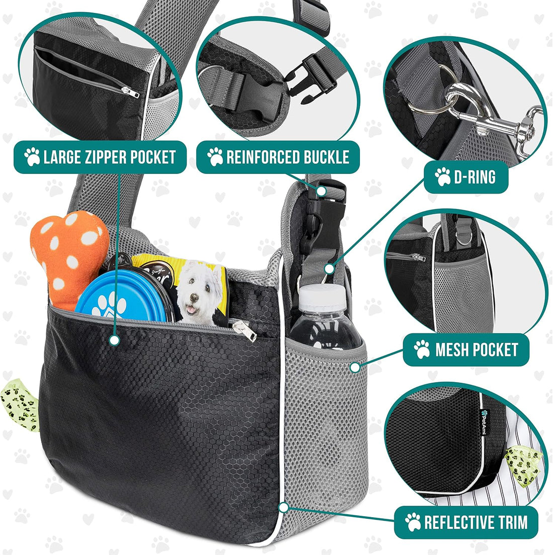 PetAmi Dog Sling Carrier for Small Dog, Hands Free Crossbody Carrier