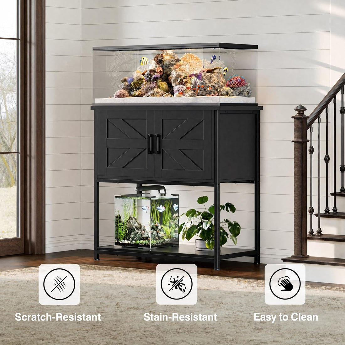 20/29/30 Gallon Fish Tank Stand with Cabinet 800LBS Capacity