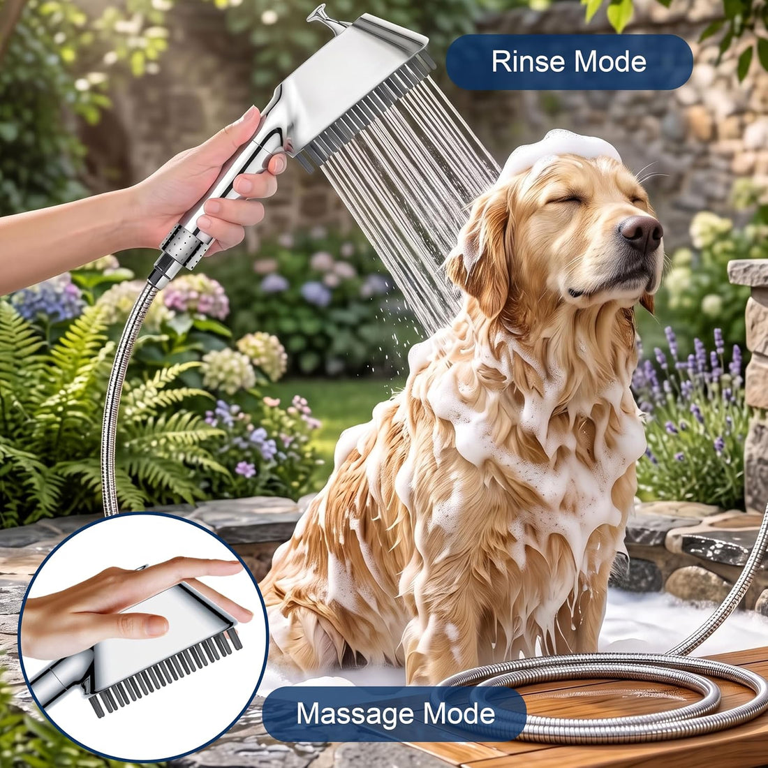 3 Mode Dog Shower Attachment with Pause Mode