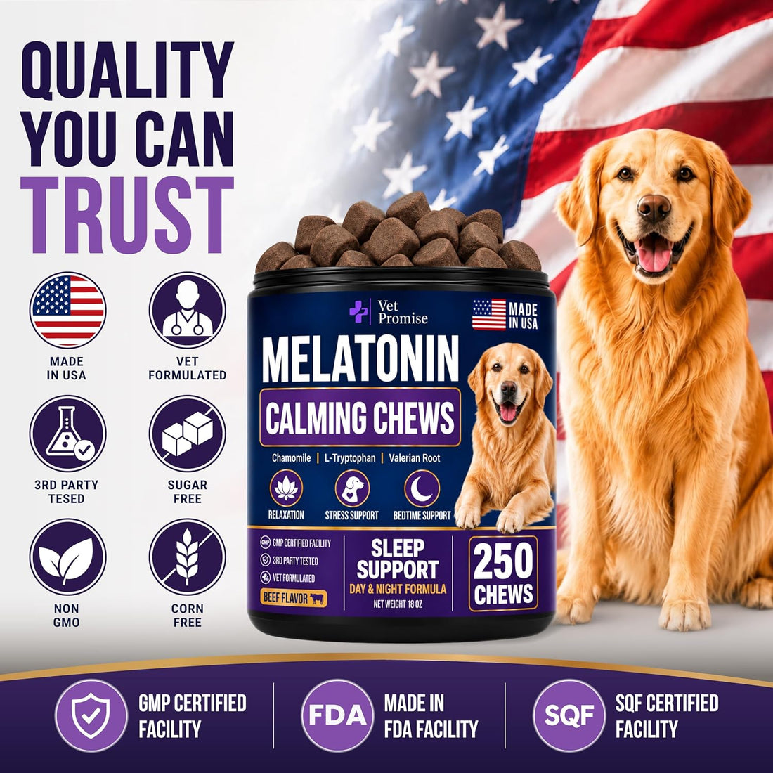 Melatonin for Dogs - 250 Chews