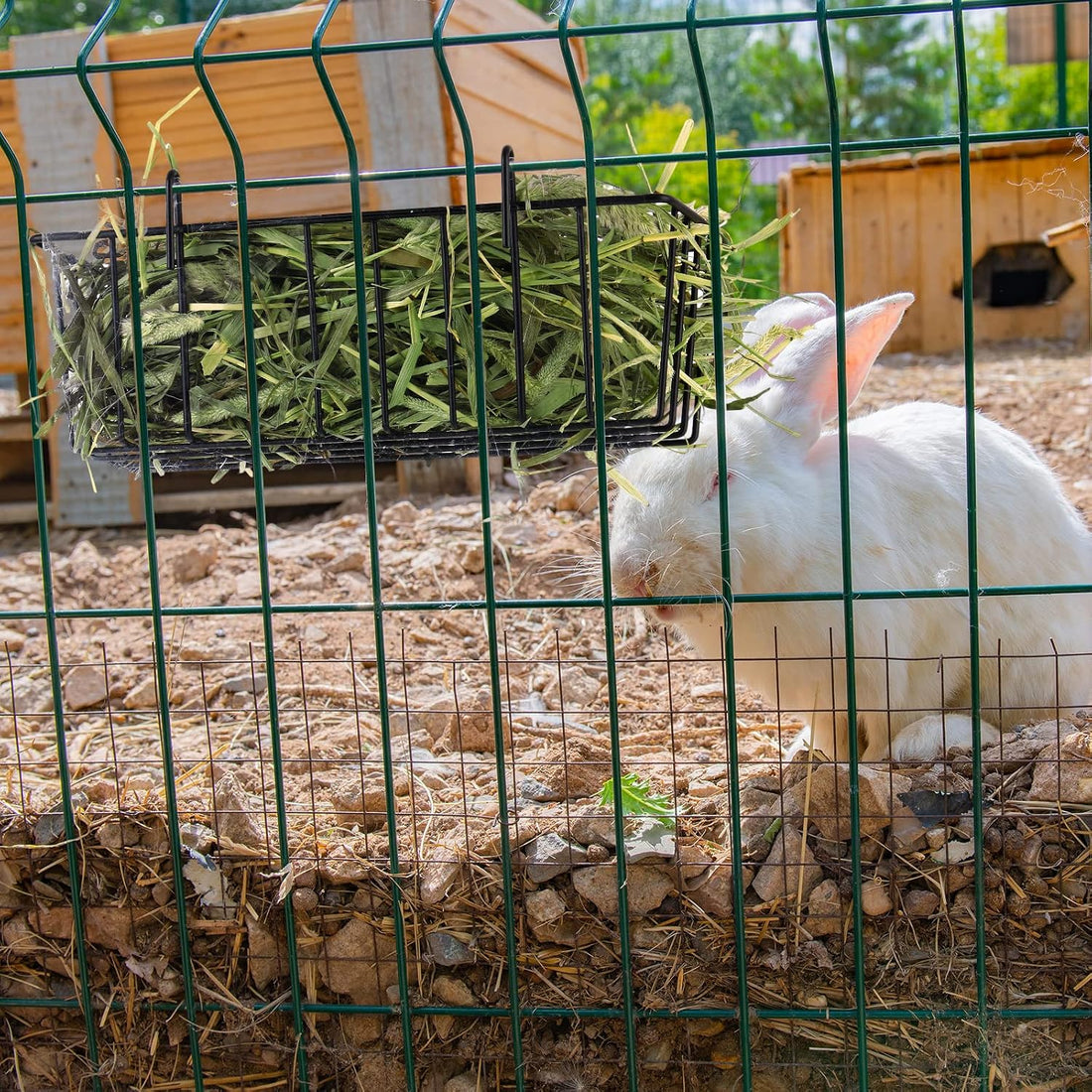 Therwen 4 Pcs Rabbit Hay Feeder Guinea Pig Heavy Duty Metal Frame Hay