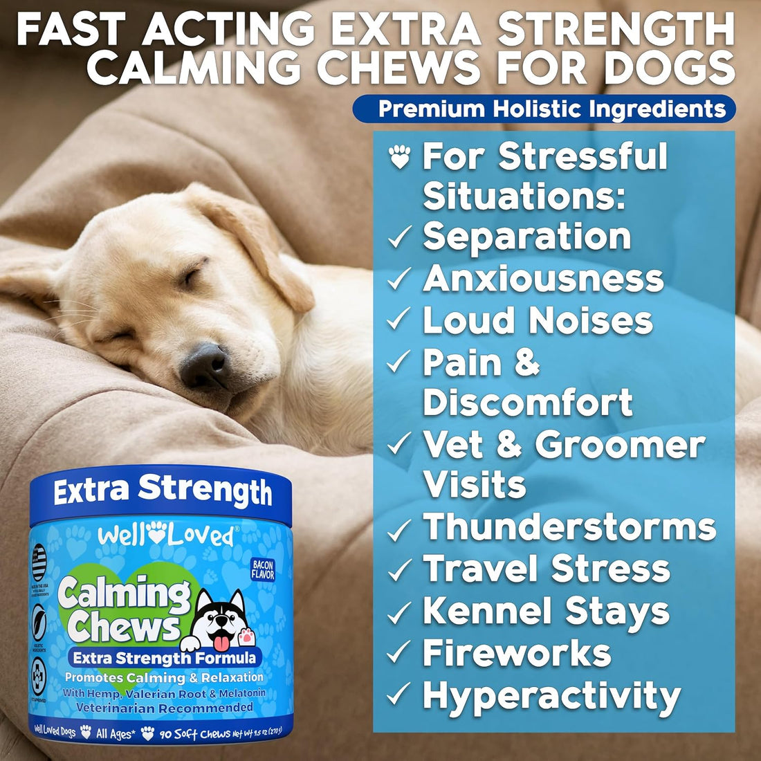 Well Loved Calming Chews for Dogs - Dog Calm Treats Extra Strength