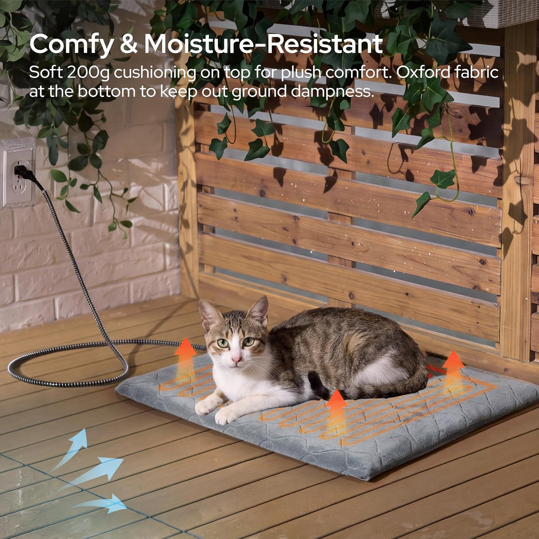 Bedsure Heated Cat Bed, Outdoor Heating Pad for Cats, 19.7"x15.7"