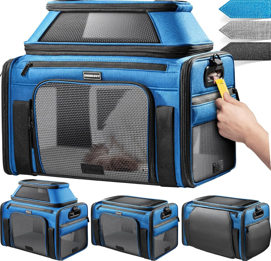 Top-Expandable Pet Carrier with Treat & Pet Window,18x11x11