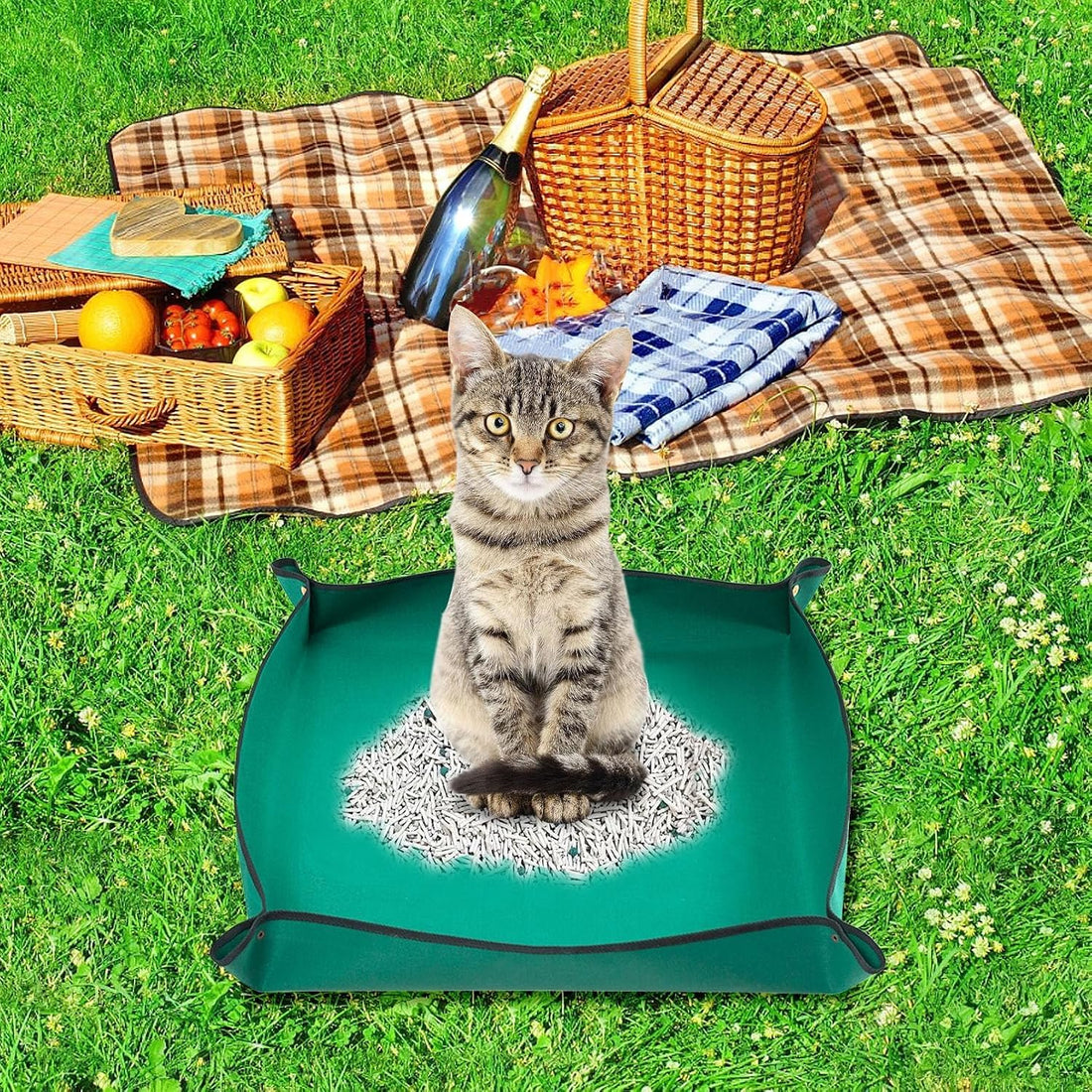BNOSDM Foldable Travel Litter Box Set for Cat 5 PCS Portable Low Entry