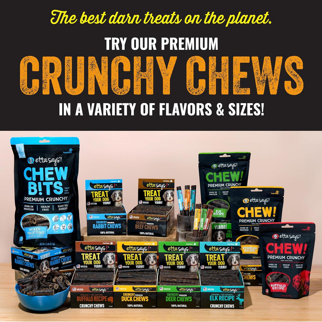 etta says! Premium Crunchy Dog Chews 7” Variety Pack