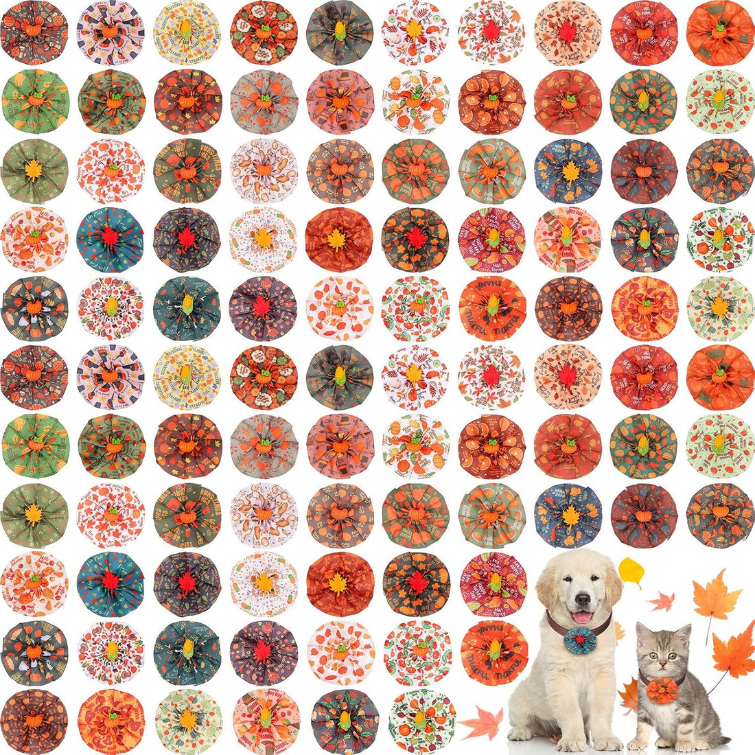 Sweetude 100 Pcs Halloween Dog Collar Flower Bows for Small Medium