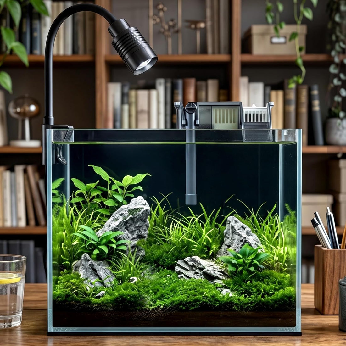 3.3 Gallon Small Fish Tank Glass Aquarium Complete Kit for Betta Fish