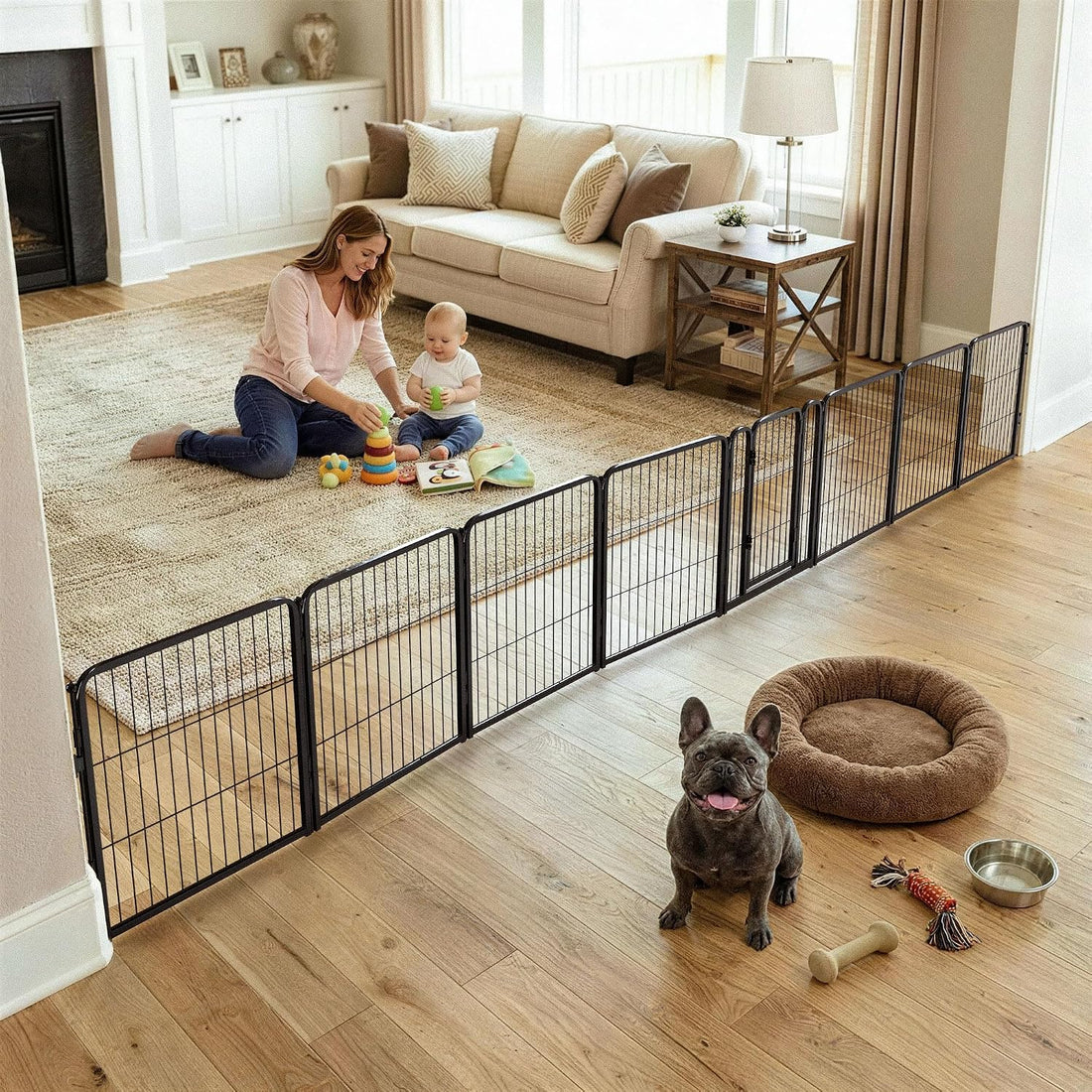 FXW Dog Gate, Extra Wide Adjustable for Openings Up to 219", 32" H