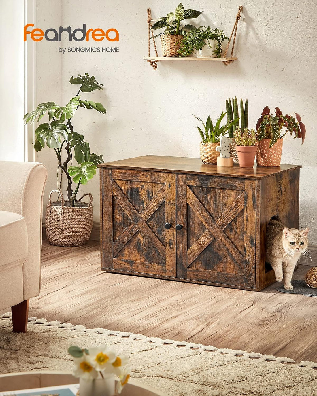 Feandrea Cat Litter Box Enclosure, End Table