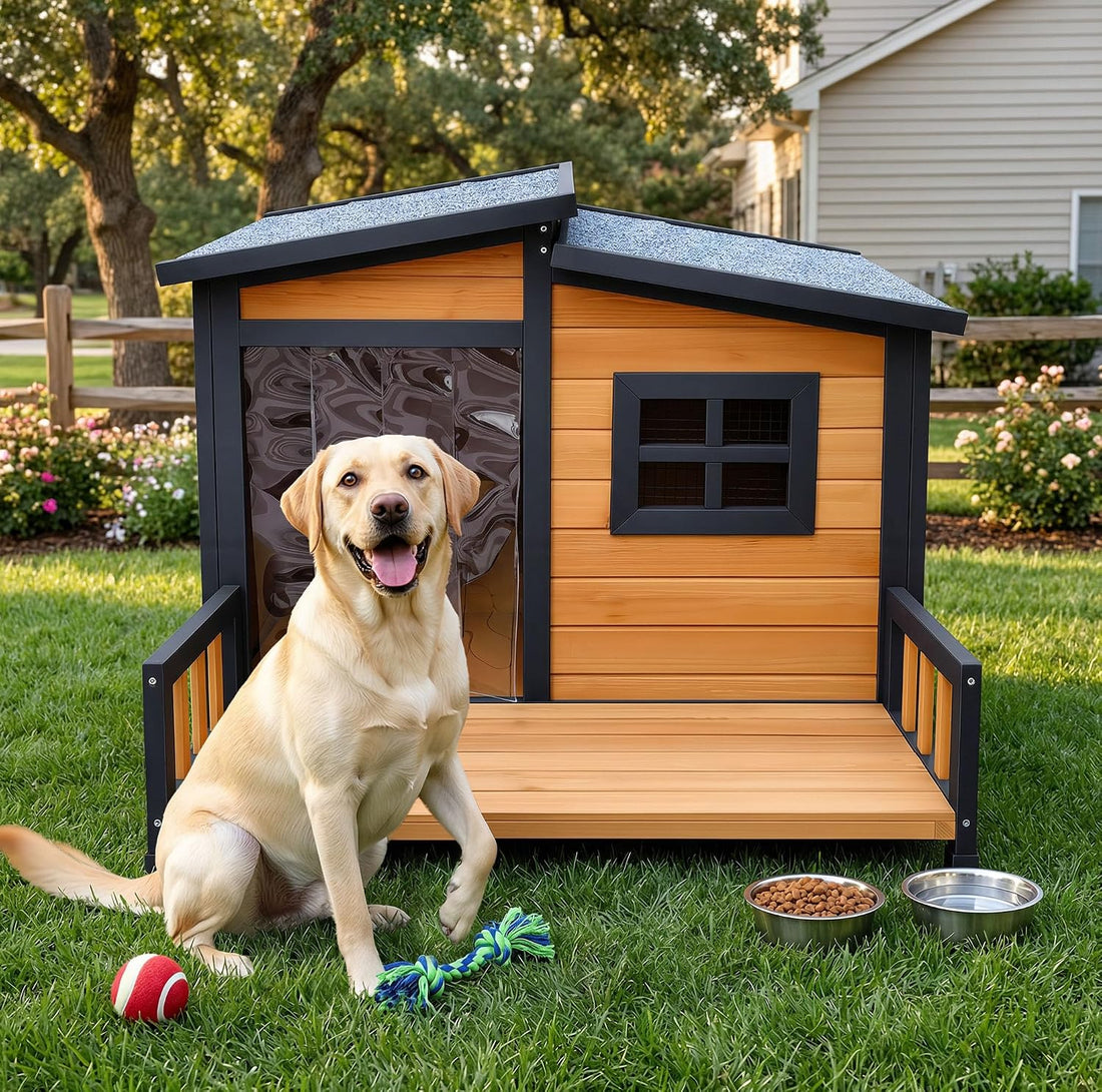 RUNSHED Insulated Outdoor Dog House for Small and Medium-Sized Dogs
