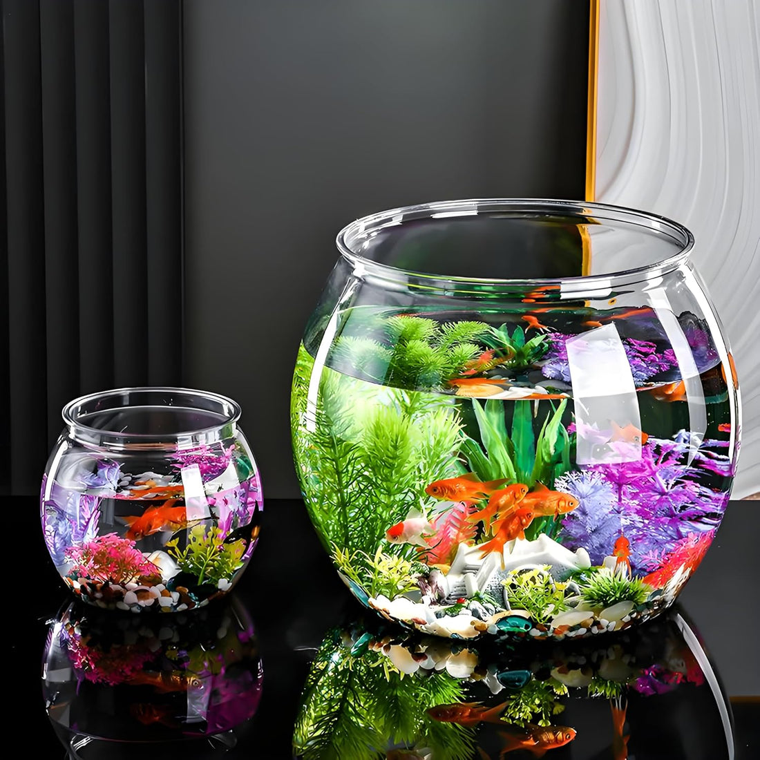 2Pcs Plastic Fish Bowls, 135oz Round Fish Tank Home Party DIY Decor