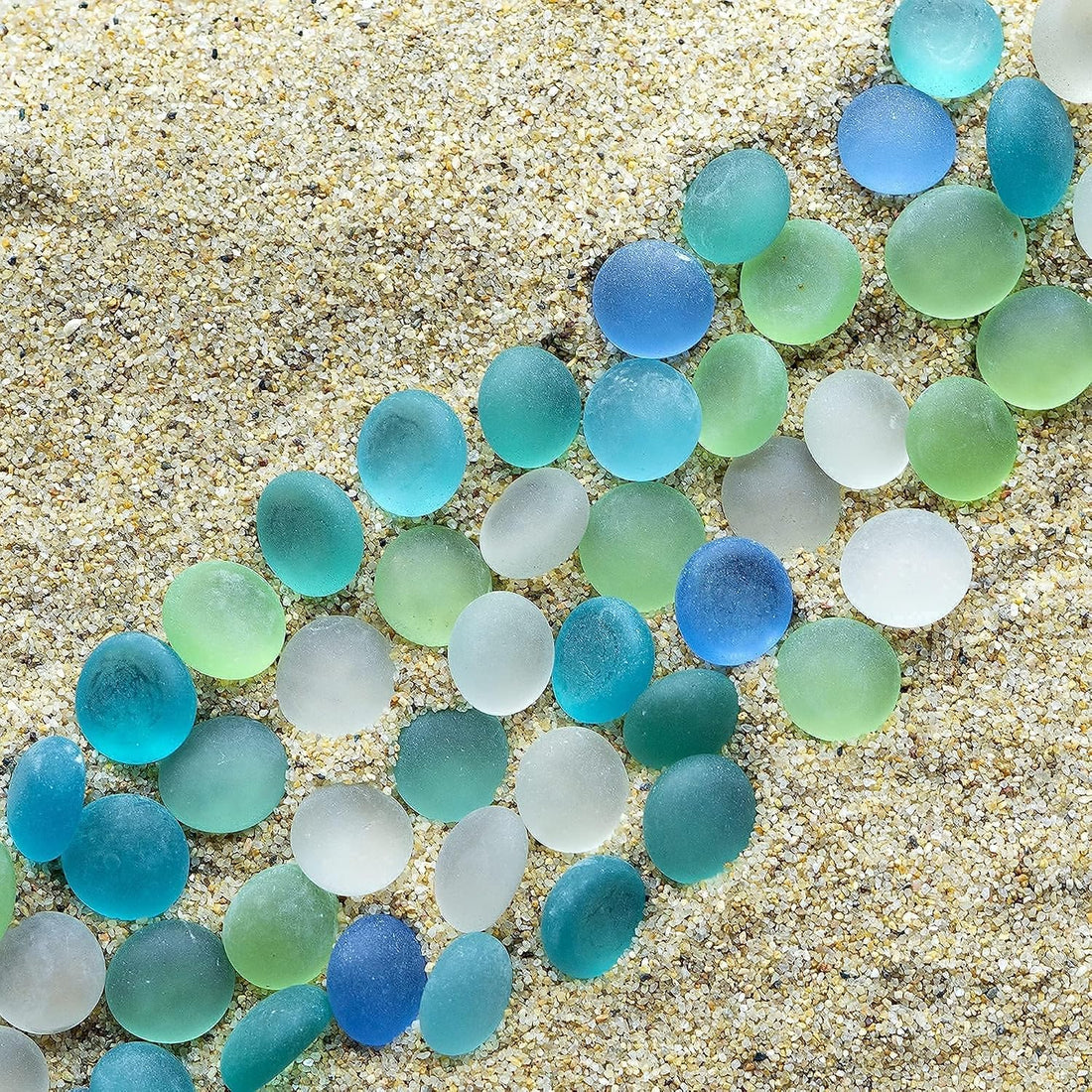 HappyFiller 2 Lb Matted Flat Marbles, Sea Glass Gems for Vase Fillers