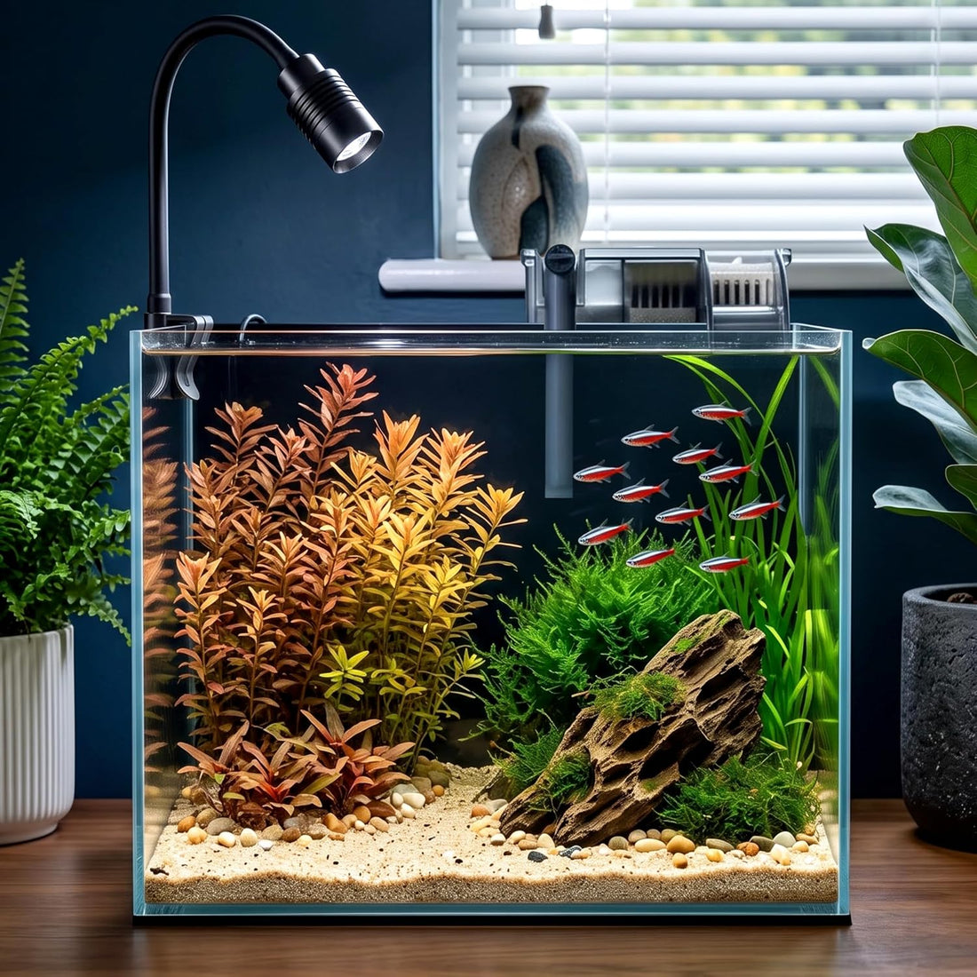 3.3 Gallon Small Fish Tank Glass Aquarium Complete Kit for Betta Fish
