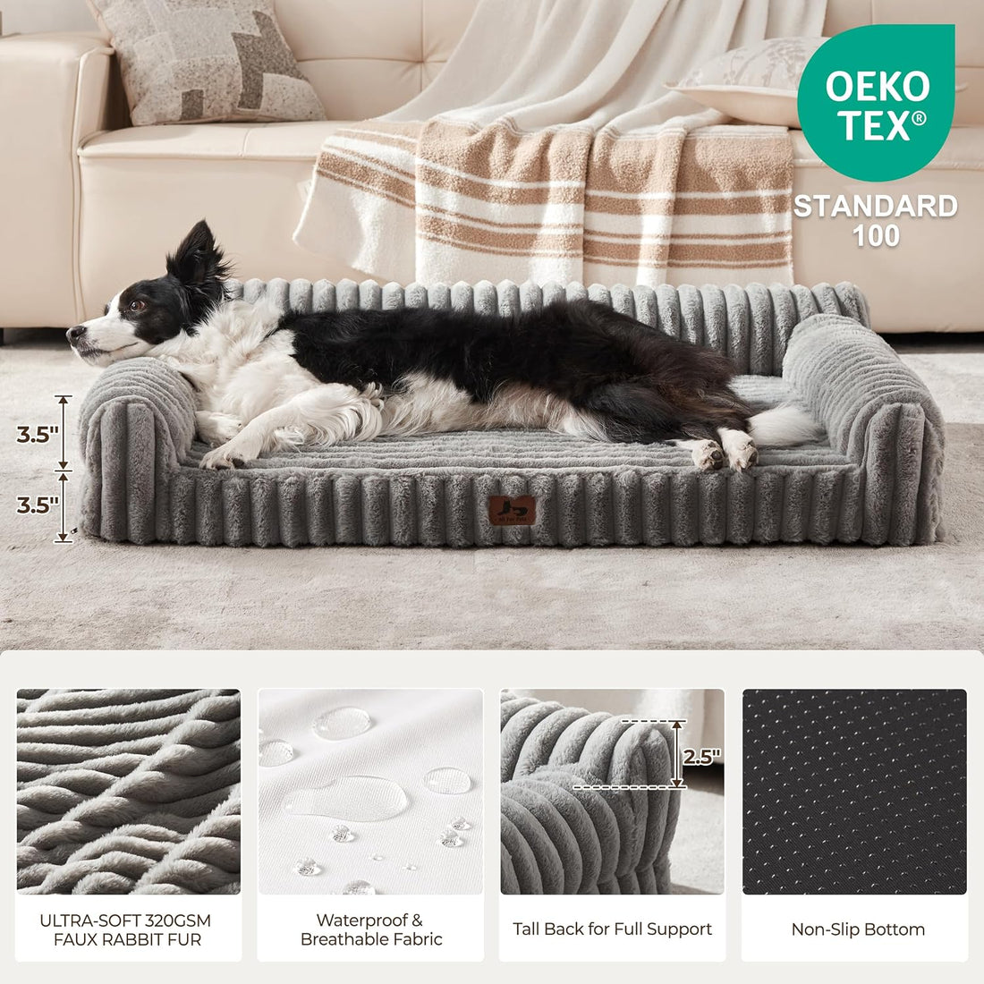 Orthopedic Dog Bed Large 35x25x9.5” Washable Cover