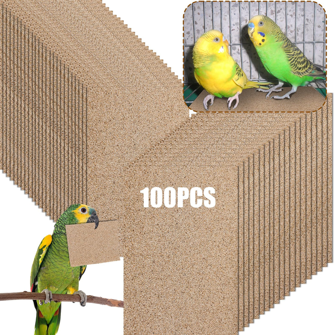 Fabbay 100 Pcs Gravel Paper for Bird Cage Gravel Liner Paper Pet