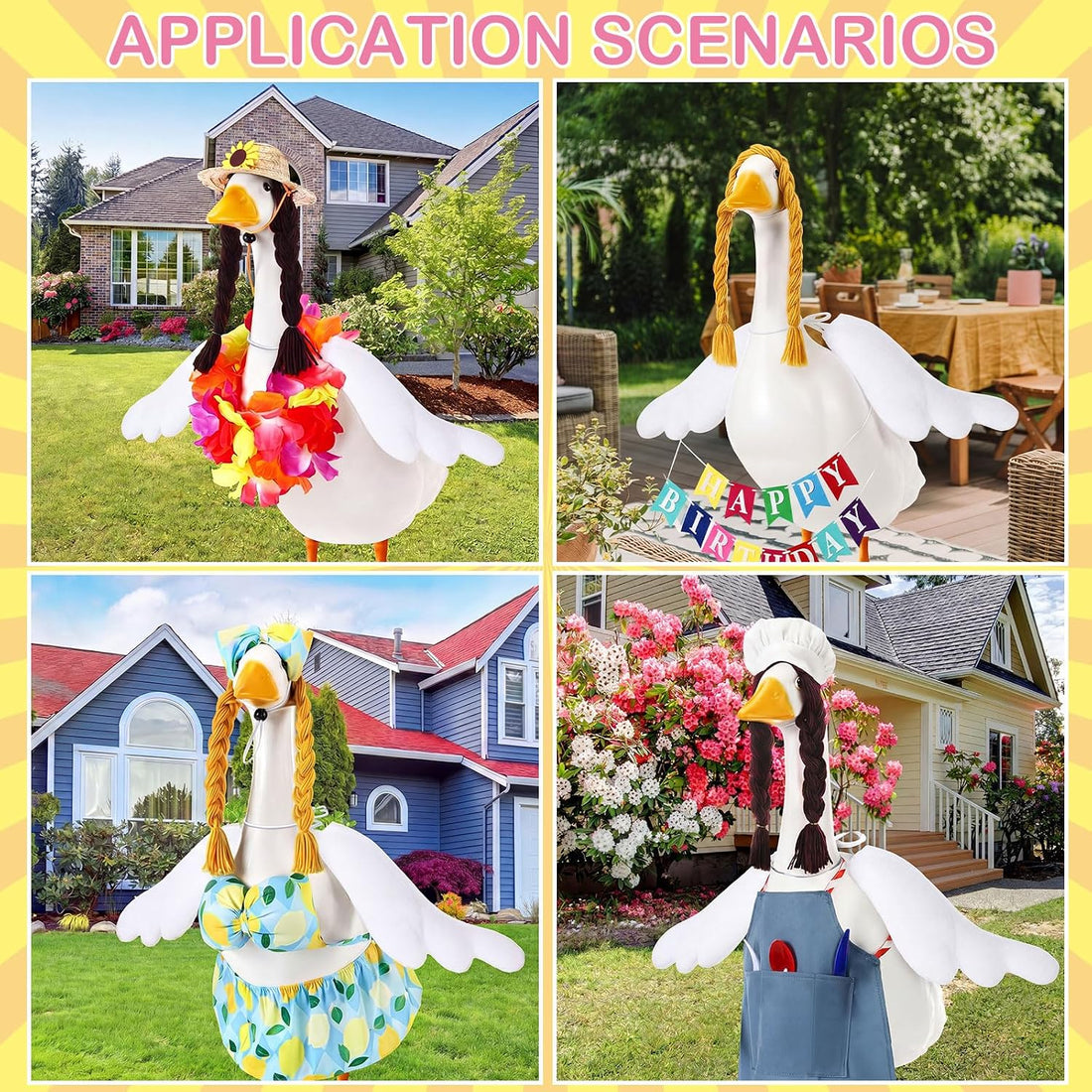 Abbylike 1 Pcs Halloween Poseable Goose Wings for 13-28", Rippled Edge