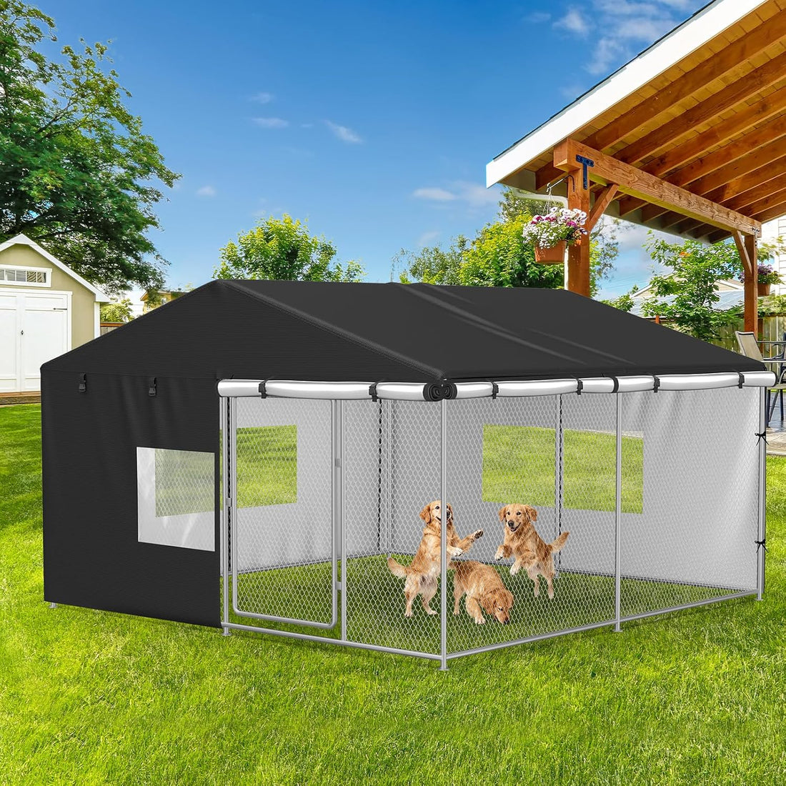 COSHNIBI Outdoor Dog Kennel Cover