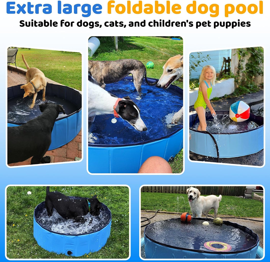 CACSPS Foldable Dog Pool with Hard Plastic, Non-Slip