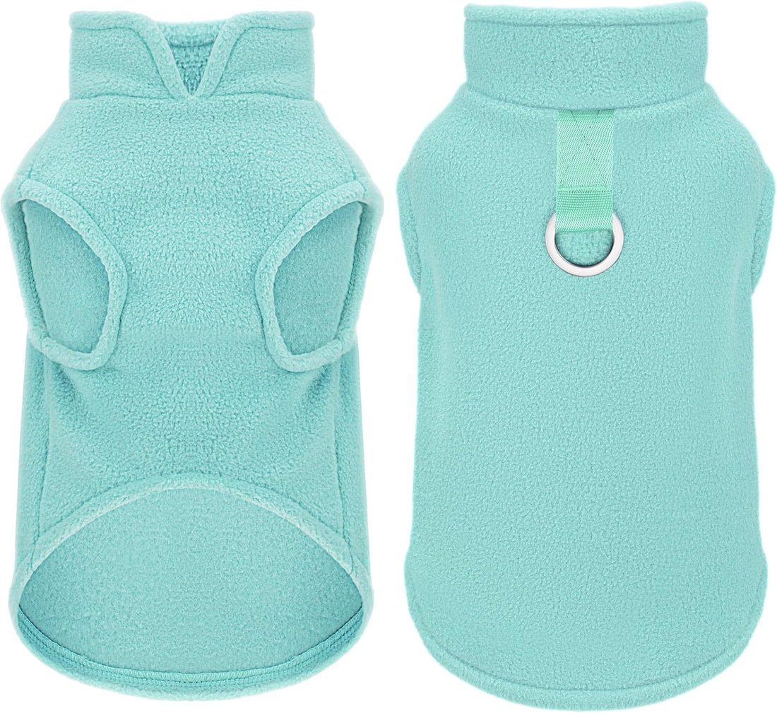 Sleeveless Vest Polyester Dog Jacket Tank Top Leash Ring Turquoise M