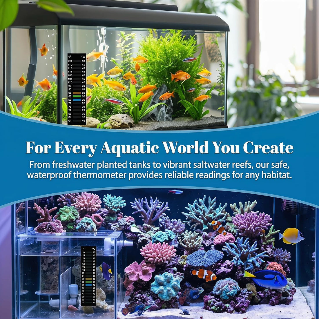 8 Pack Aquarium Thermometer Strips