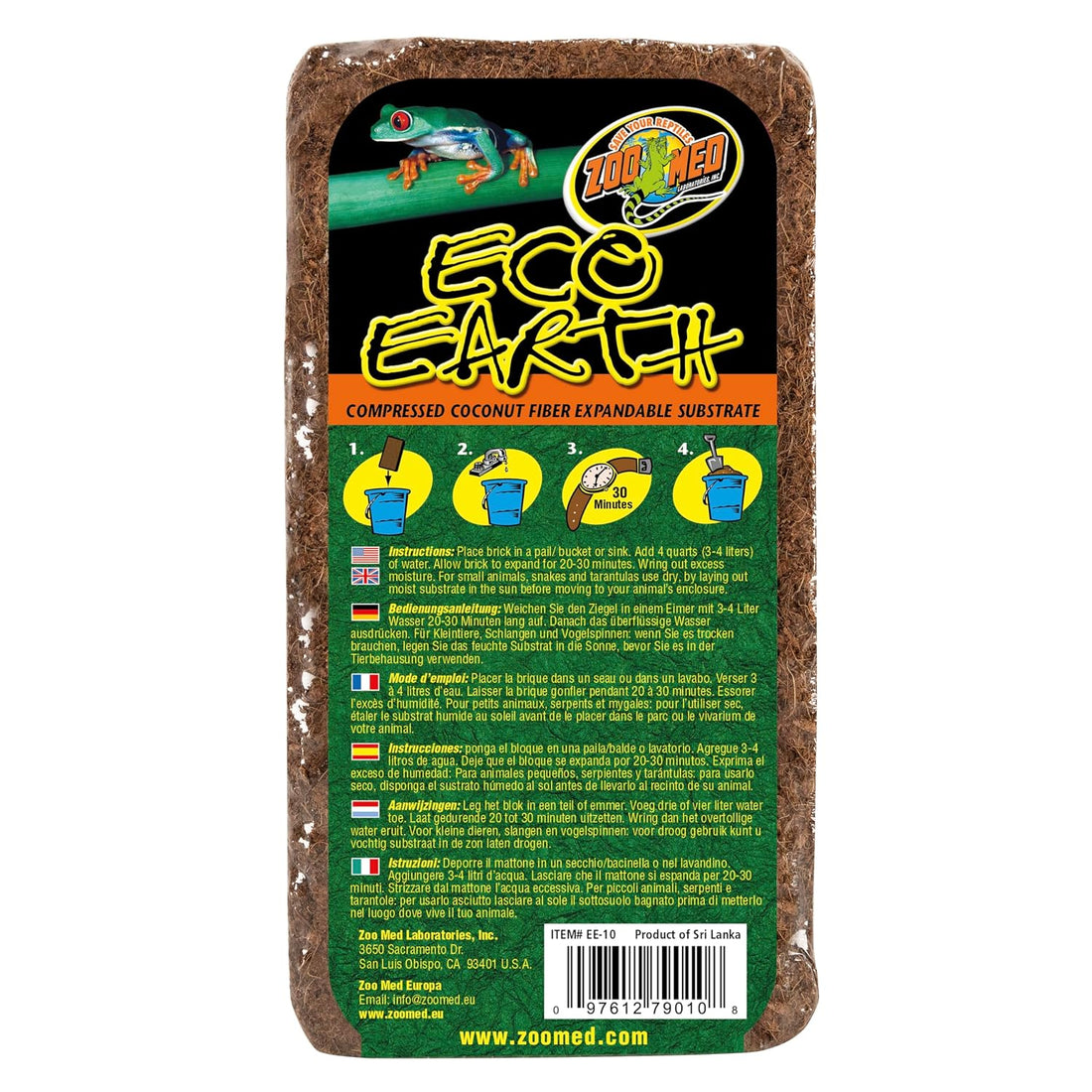 Zoo Med Eco Earth Compressed Coconut Fiber Substrate Reptiles 1 Brick