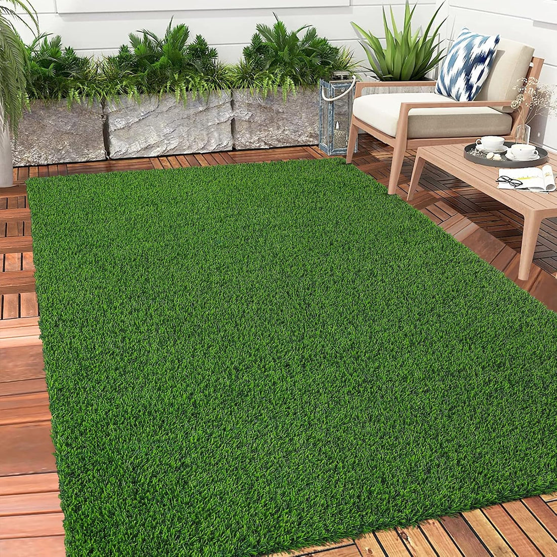 Bsmathom Artificial Grass Rug Indoor Outdoor Rug