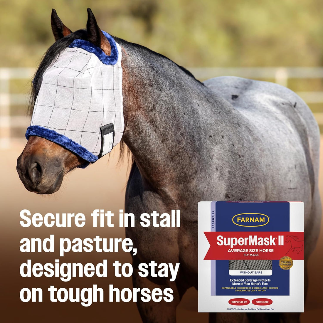 Farnam SuperMask II Horse Fly Mask Without Ears For Eyes, Regular Size