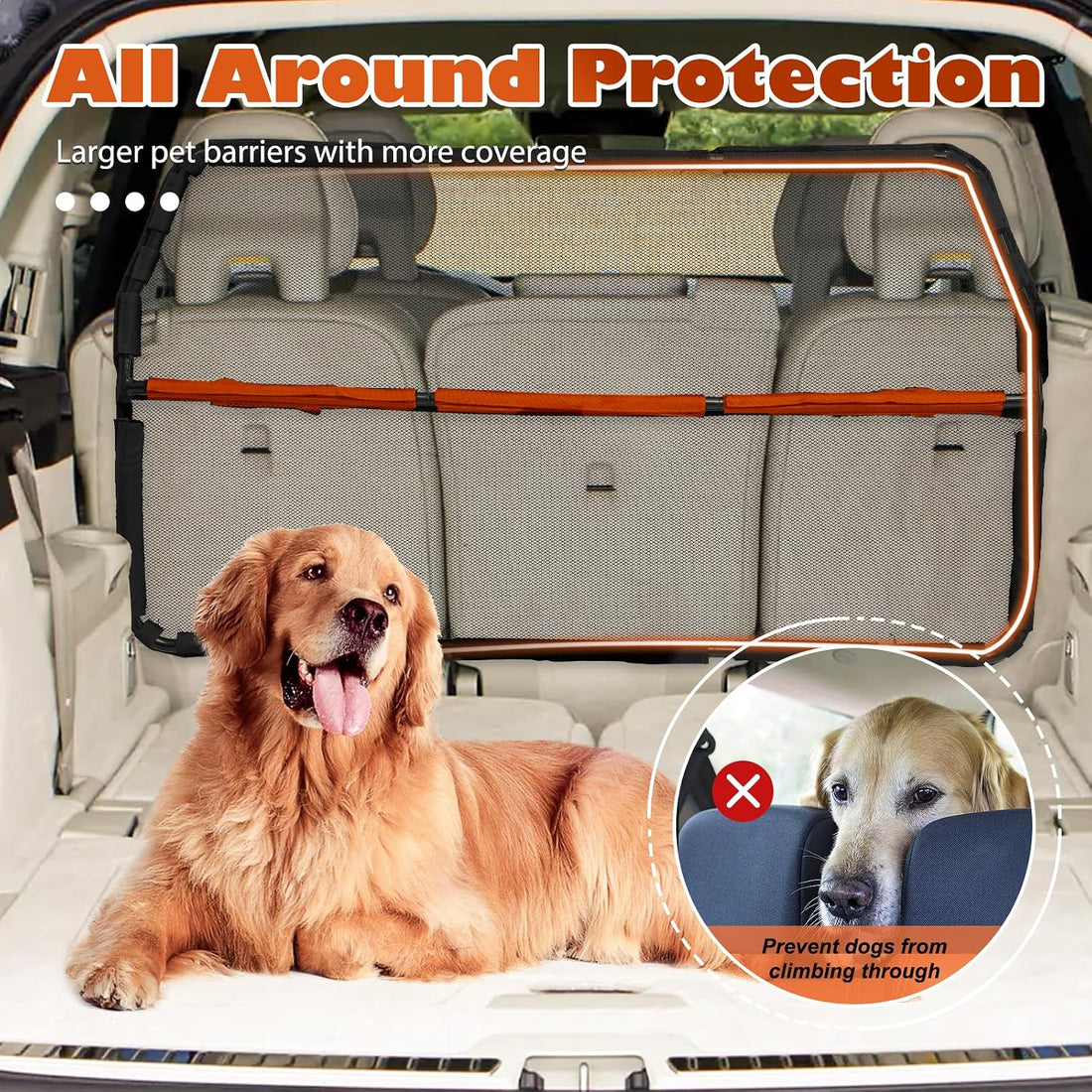 Furggis Dog Barrier for Car, 50" Wide SUV Dog Barrier for Cargo Area
