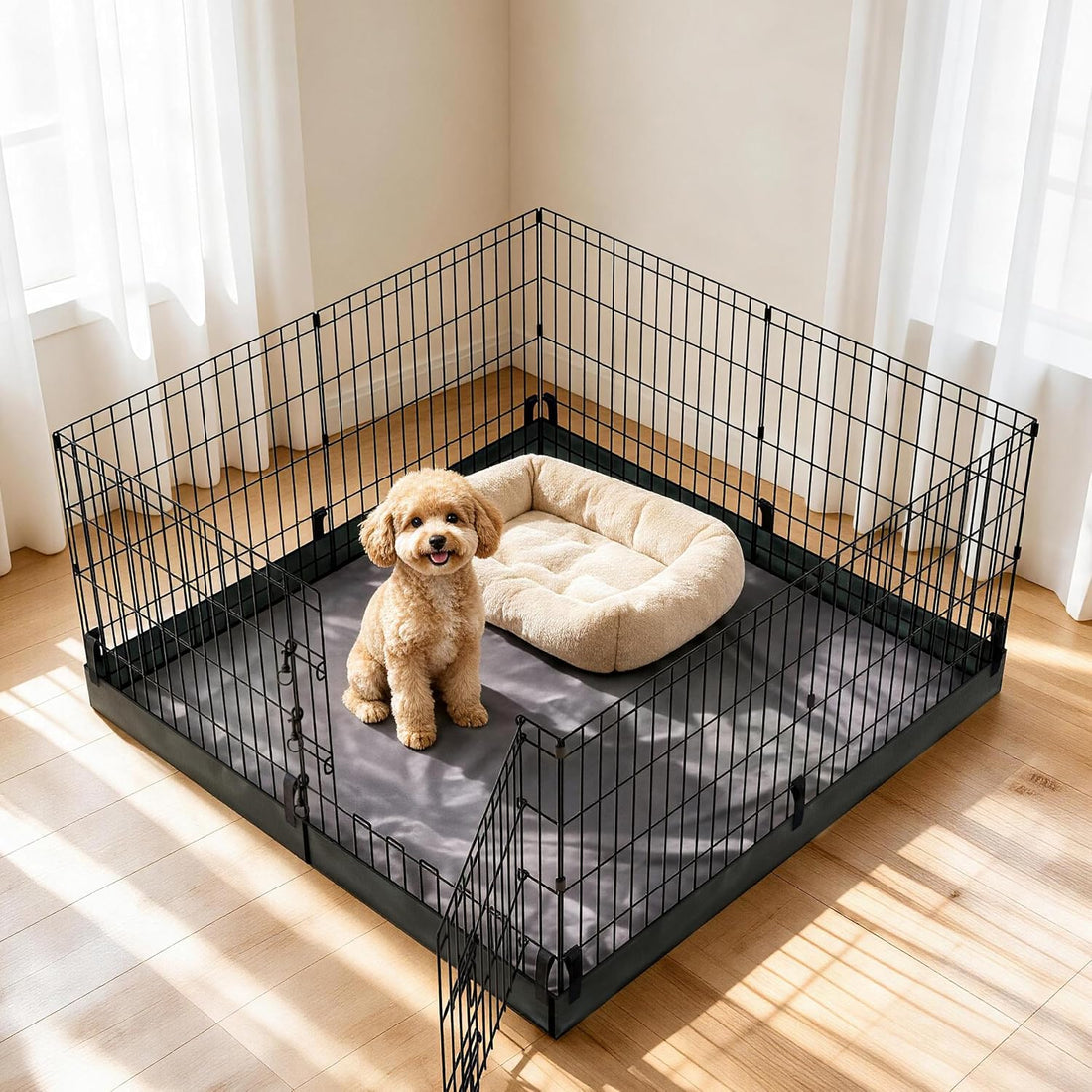 Foldable Dog Playpen,24in 8 Panels Metal Pet Exercise Fence
