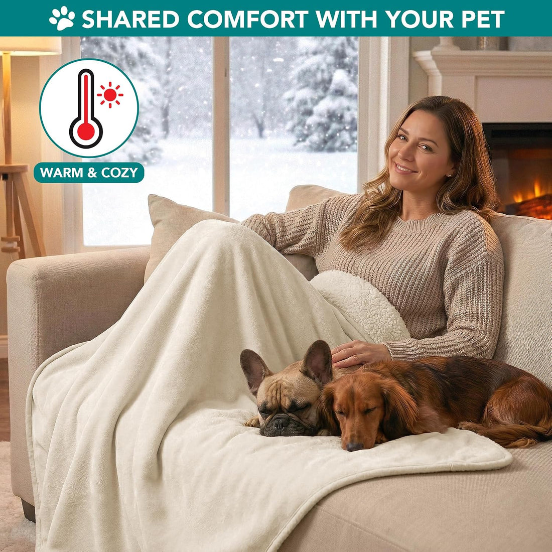 PetAmi Waterproof Dog Blanket Puppy Cat Large Couch Cover 40x60 Beige
