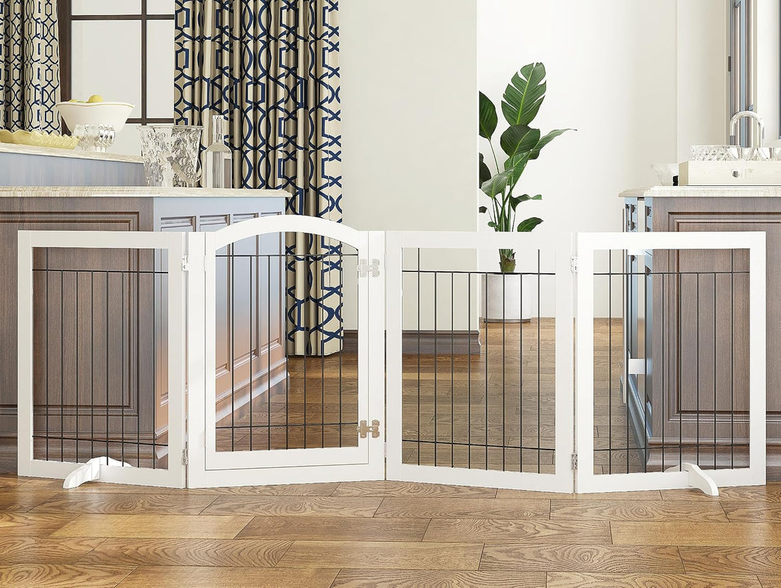 SPIRICH 96-inch Extra Wide 30-inches Tall Dog Gate with Door Walk