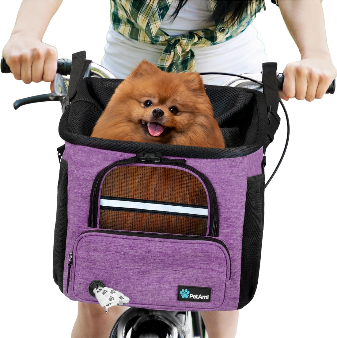 PetAmi Dog Bike Basket, Soft-Sided Ventilated Pet Carrier Backpack