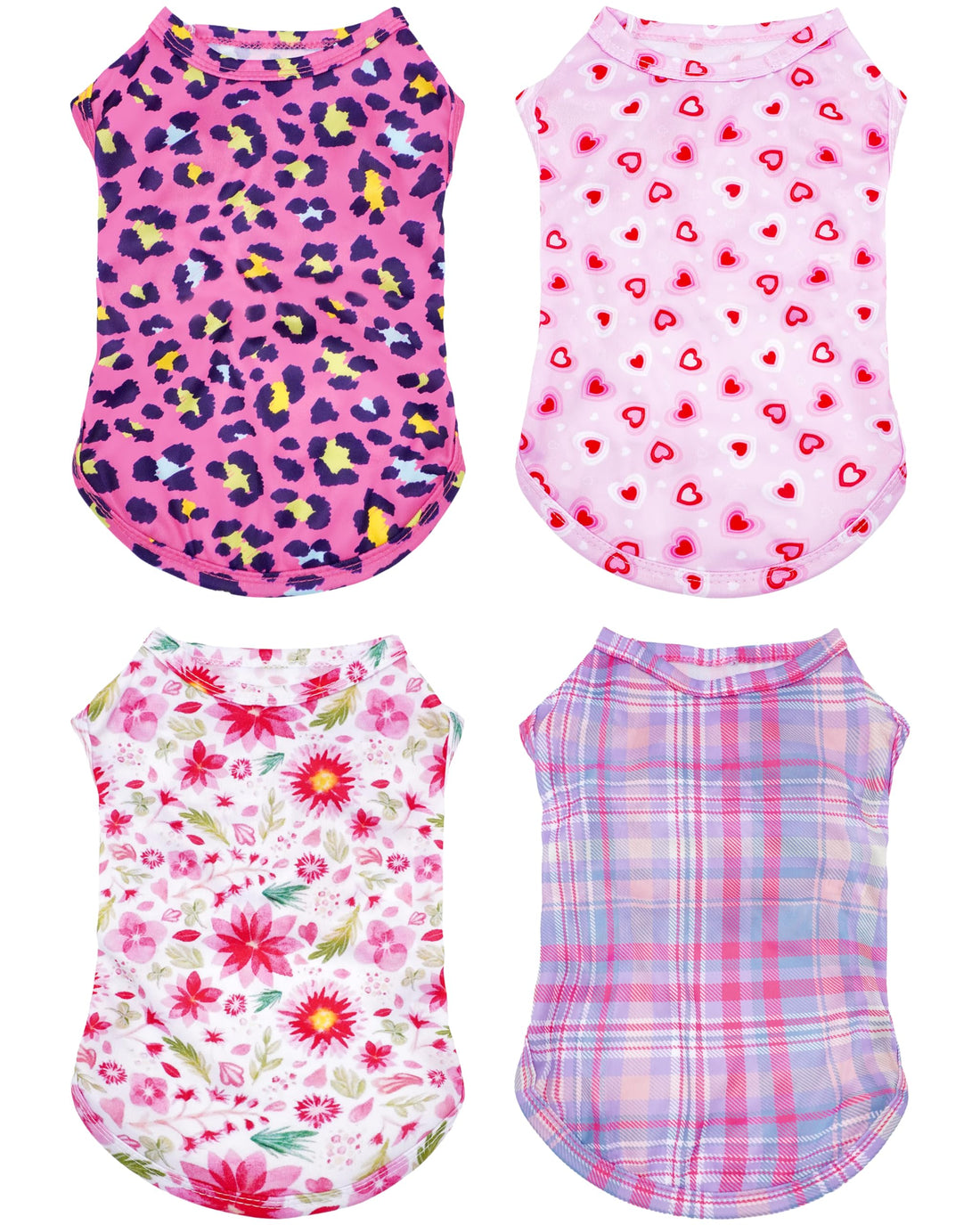 PET SHOW 4 Pack Paw Bone Printed Dog Clothes Shirts Soft Vest