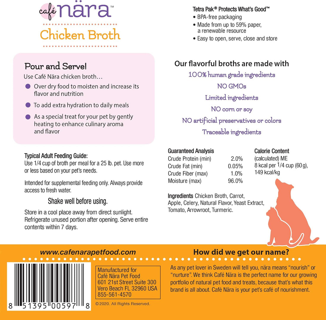 Café Nara Chicken Bone Broth, Topper for Dogs & Cats - 17.6 oz, 1 pack
