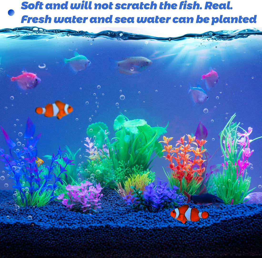 Ameliade 11 Pieces Aquarium Artificial Plastic Plants Fish Tank