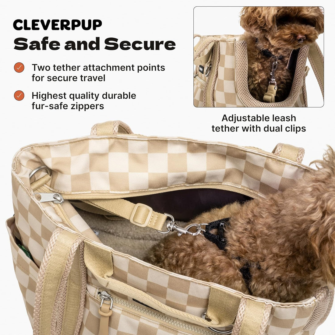 Cleverpup Transit Tote Dog Carrier 4-Piece Set - Medium, Checkerboard