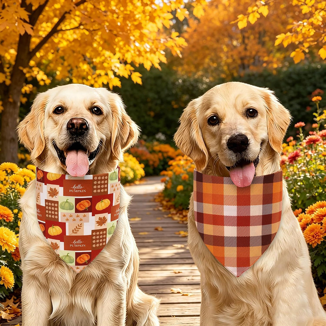 Fall Dog Bandanas Large 3PCS, 6 Pattern Scarf for Boy and Girl