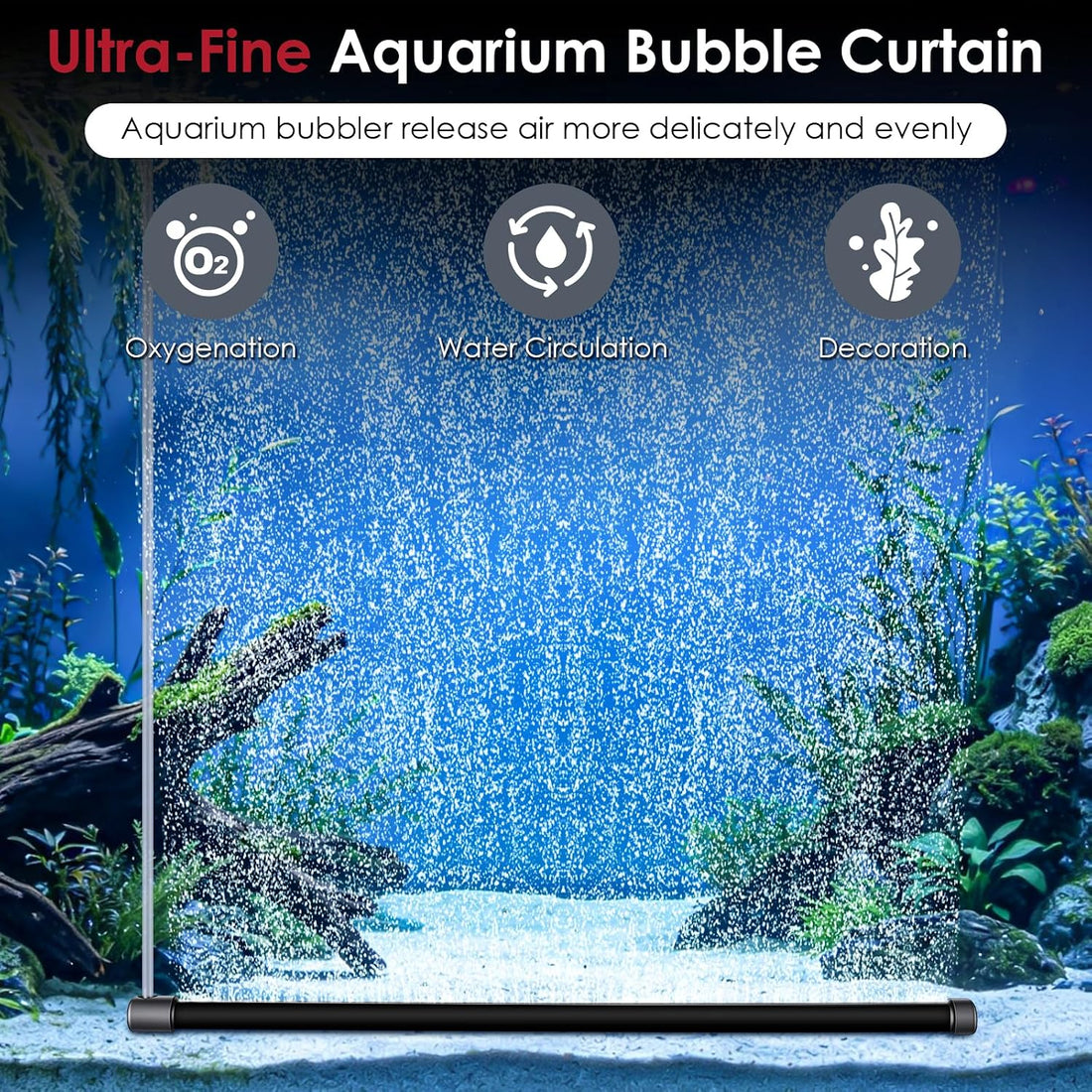 hygger Aquarium Bubble Bar, 9.8" Ultra-Fine Quiet Fish Tank Bubble
